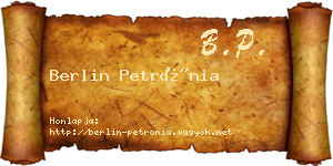 Berlin Petrónia névjegykártya